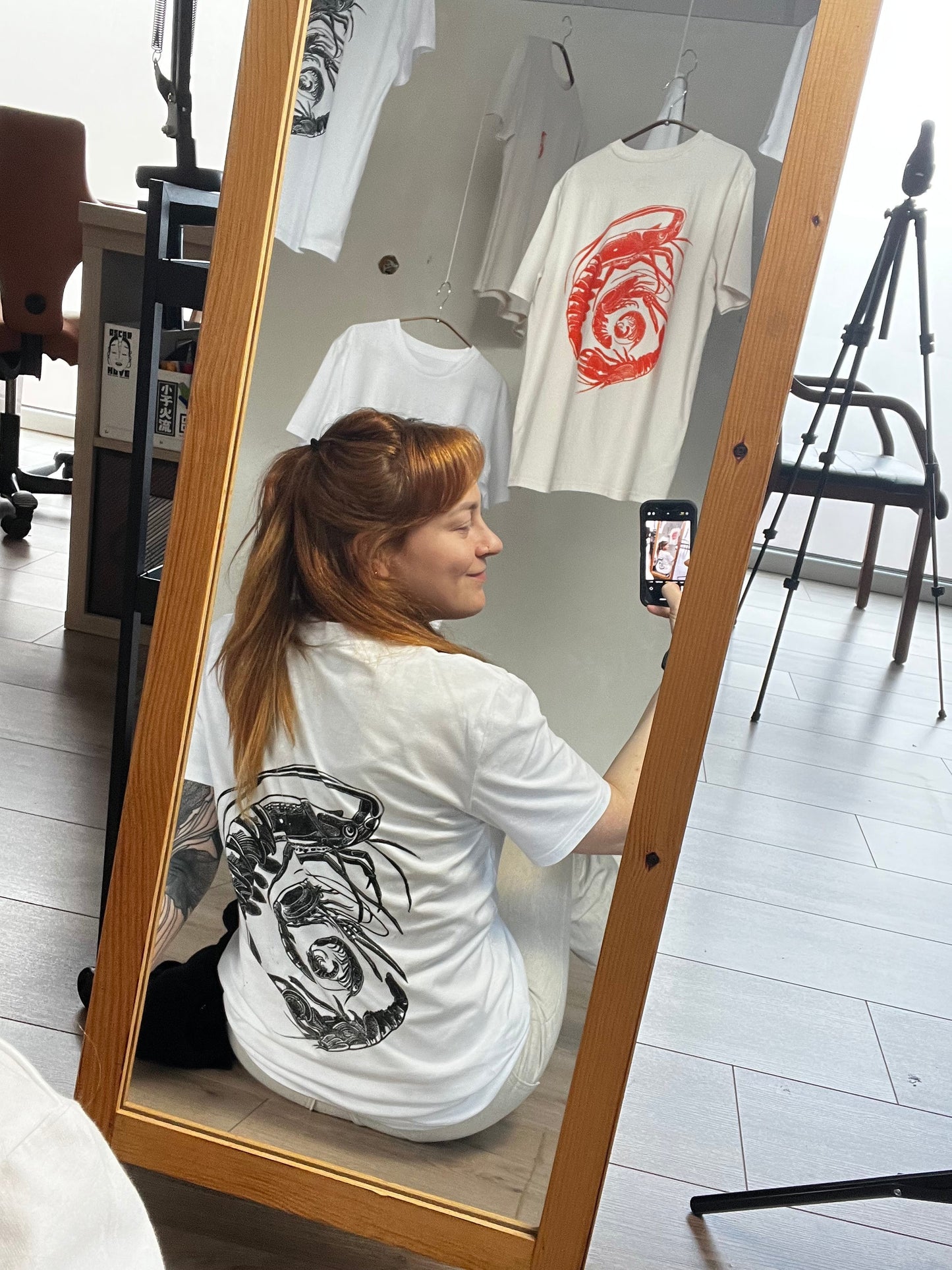 Spiral of Shrimp Organic T-shirt in Black