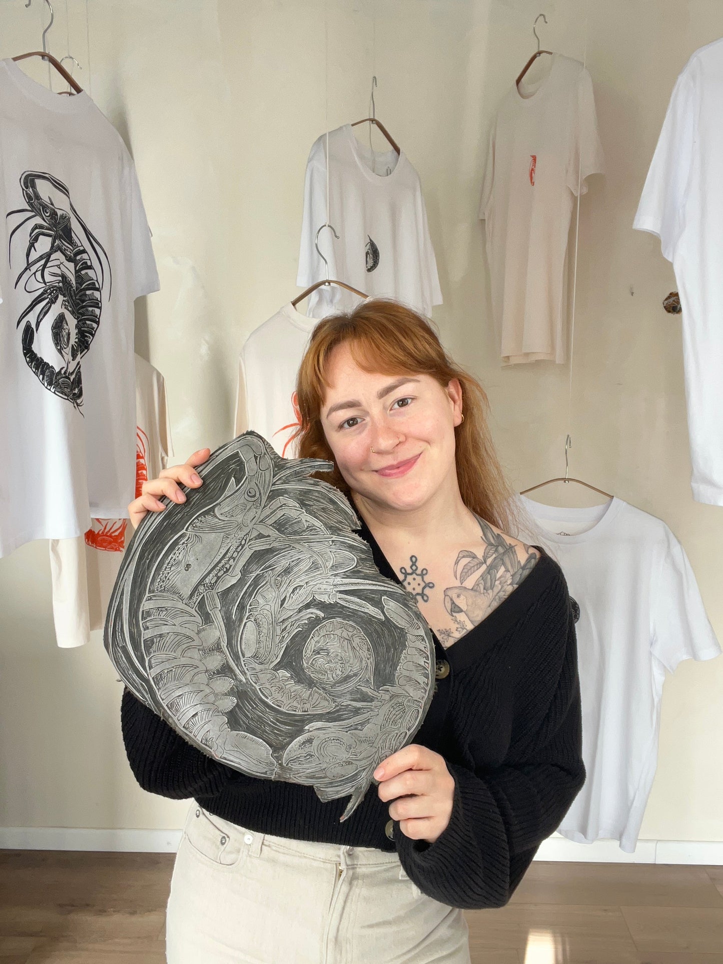 Spiral of Shrimp Organic T-shirt in Black