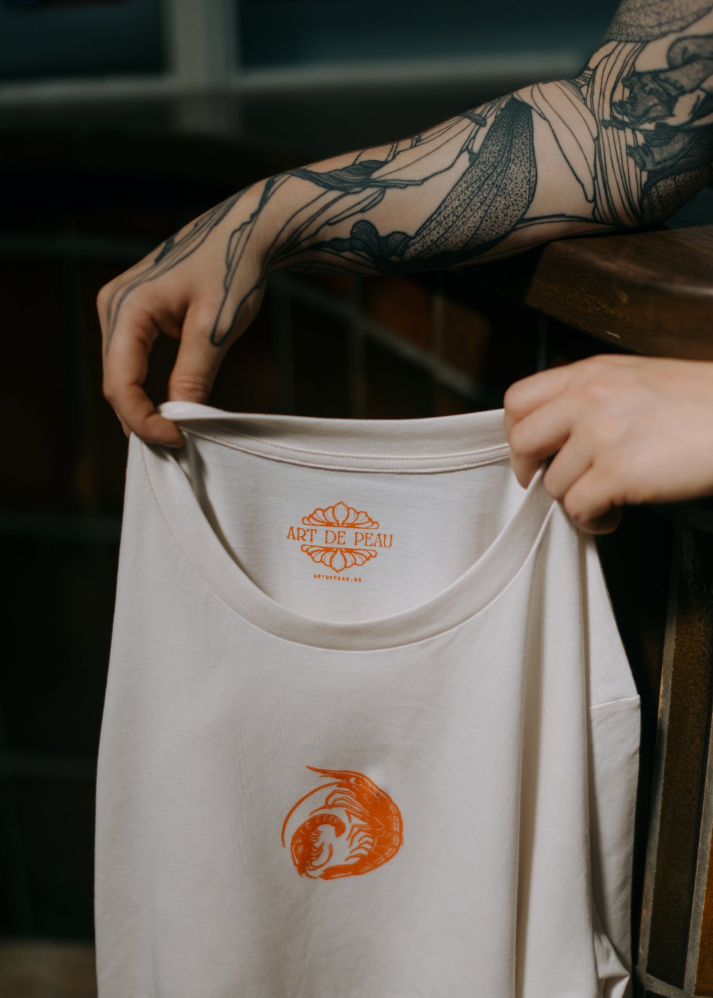 Spiral of Shrimp Organic T-shirt in Orange