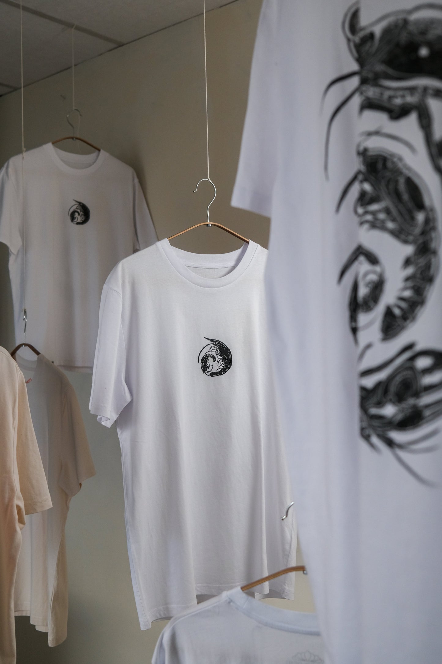 Spiral of Shrimp Organic T-shirt in Black