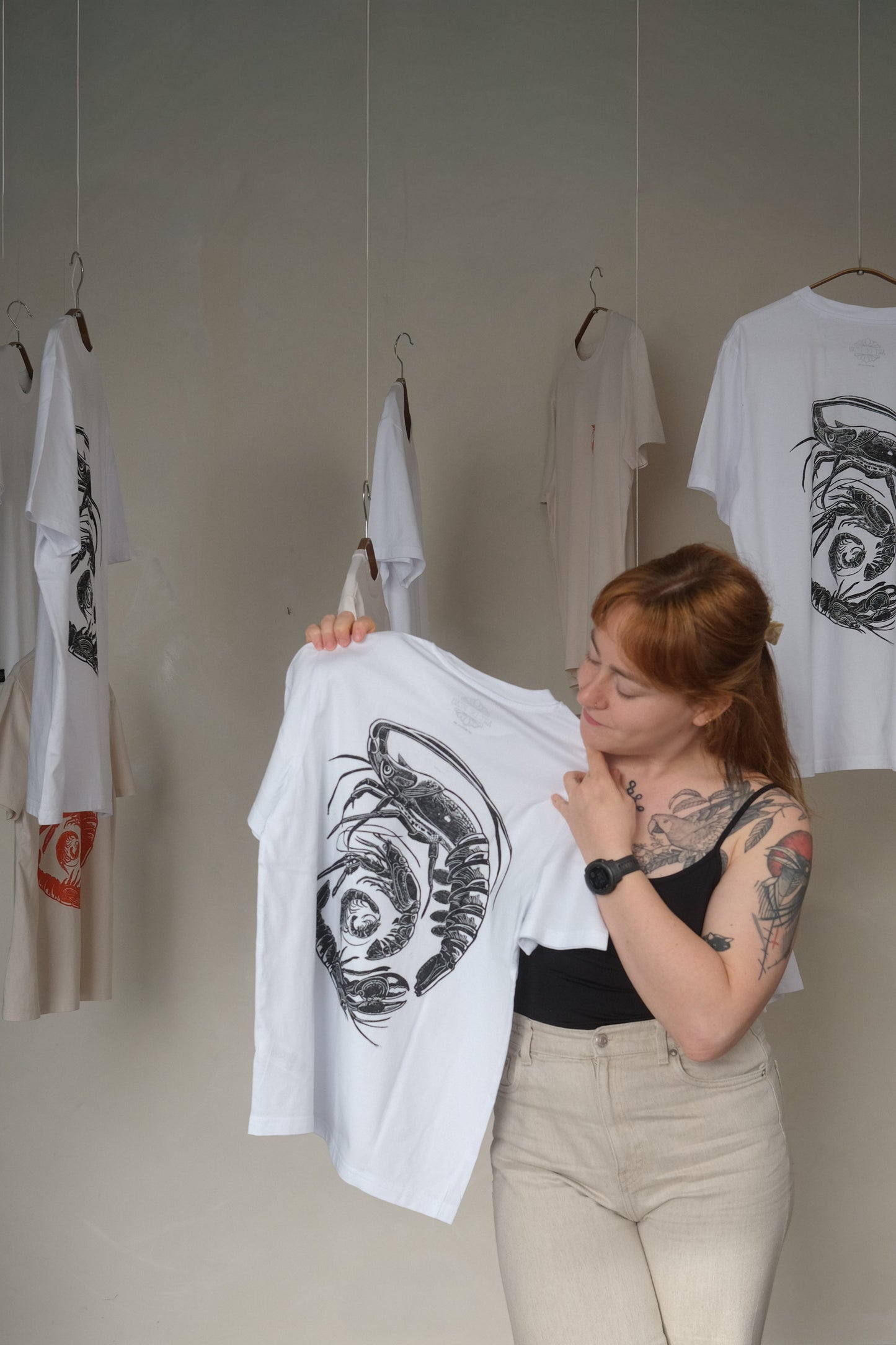 Spiral of Shrimp Organic T-shirt in Black