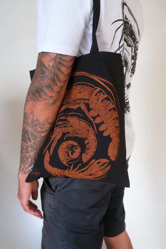 SPIRAL OF SHRIMP tote bag