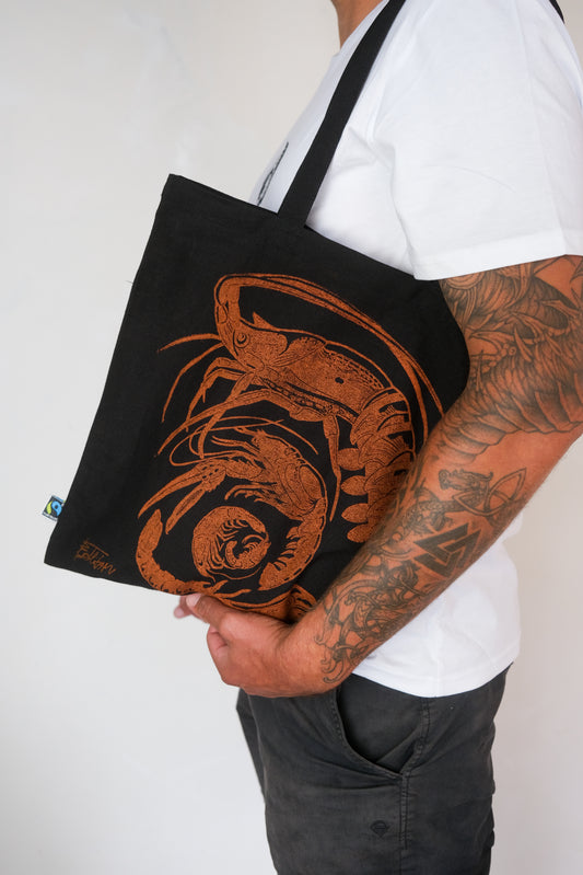 SPIRAL OF SHRIMP tote bag